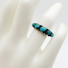 Vintage Sterling Silver 925 Ring Turquoise Blue Stones Southwestern Old Pawn 6.5