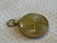 Vtg Encased 4 Leaf Clover Pendant Fob Costume Jewelry Good Luck Charm