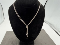 8.60g Vintage Sterling Silver 925 Knot Tassel Pendant Chain Necklace 17 in M