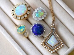 Vintage French 1.40 Ct Opal 1.12 Ct Diamond 18k Yellow Gold Dress Ring – 6.25