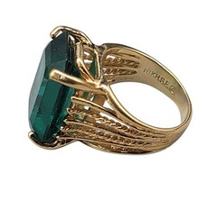 Vtg Ana BeKoach 18KHGE Simulated Emerald Cocktail Ring Sz 5 Gold Electroplated