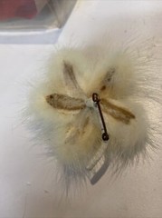 Vintage Mink Flower Brooch Echt Nerz Original Box #N