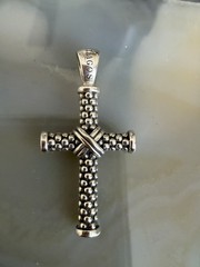 Lagos Sterling Silver 18K Gold Caviar Cross Pendant