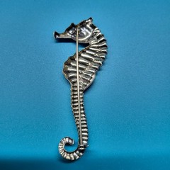 Vintage Sterling Pin Brooch 1 Seahorse & 1 Abalone Tropical Fish