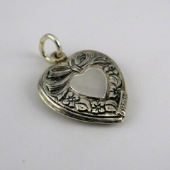Sterling Silver BOW HEART For Bracelet NECKLACE PENDANT Vintage NEW Puffy CUTE!