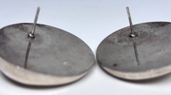 Vintage Sterling 925 Earrings Puffy Yin Yang Swirl Disc Button Pierced Post Stud