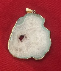 White And Green Sliced Geode Agate Pendant Setting-Handmade (6)