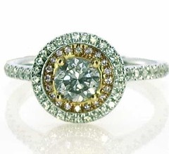 .99CT WHITE PINK & PINKISH-BROWN DIAMOND 18KT 2 TONE GOLD ROUND ENGAGEMENT RING