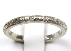 Antique 1920’s Orange Blossom Traub 18K White Gold Wedding Band Ring 4.75 UK-J