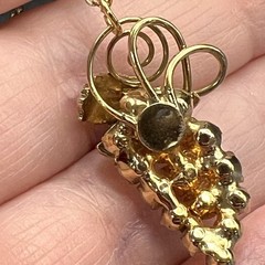 1950s Vintage 12k Yellow Gold Filled Chain + Grapes & Leaves, Wine Party Ready!