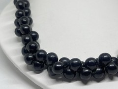 Art Deco Revial Black Beauty Resin Beaded Necklace Twisted Cluster MCM Vintage