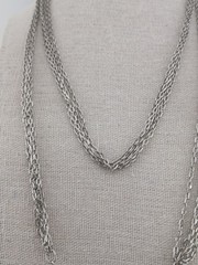 1960s silver tone multi chains ball beads open triangle design accents necklace