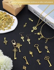 JIALEEY 80 PCS Vintage Skeleton Key Set 0.6″ – 1.85″ (15 – 46 mm), Golden