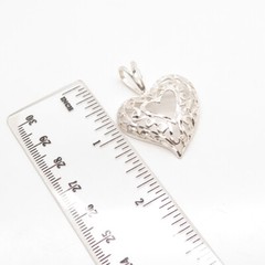 925 Sterling Silver Vintage Ornate Open Heart Slide Pendant