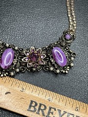Vintage SELRO SELINI Gold Tone Purple Necklace & Earrings Book Piece Set