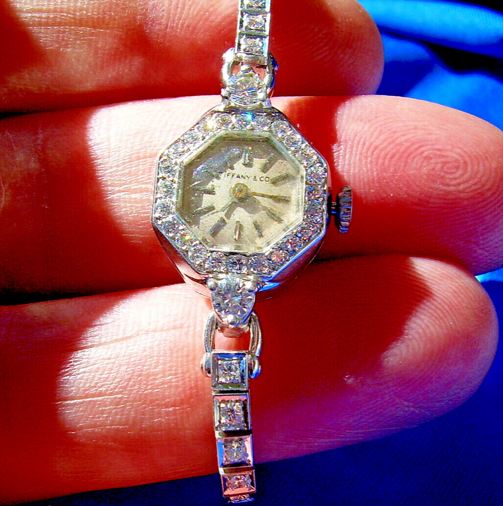ORIGINAL TIFFANY & Co Antique Art Deco DIAMOND PLATINUM Cocktail WATCH Antique