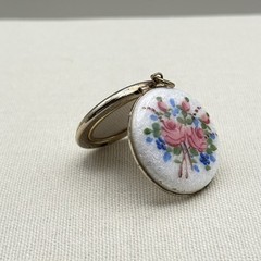 Vintage Guilloche Enamel Locket 2 Portrait Round Top Hinge Romantic Cottagecore