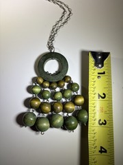 Vintage Aarikka Torikontti Green Geometric Kinetic 60s Pendant Necklace Finland