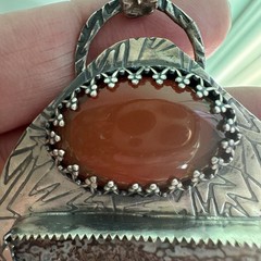 Paul Rossman Pendant 3 Inch Fire Opal Dinosaur Gembone 925 Sterling 23.8g USA