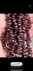 Vntg Almandine Bohemian Red Garnet Nugget Chuck Opera Length 34”Necklace