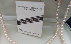 48″ GENUINE MALLORCA SPAIN ISLAND HAND KNOTTED STRING SIMULATED PEARLS BOX COA