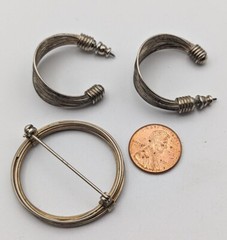 Pin & Pierced Earrings Hoop Wire Silver tone