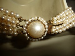 VTG 7 STRANDS FAUX PEARLS COLLAR BIB NECKLACE #31/19