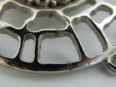 Vintage Lisner Statement Round Dangle Pendant Necklace Open Work Silver Tone