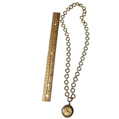 Vintage Gold Tone Watch Pendant Necklace Long Textured Link Chain Retro Jewelry
