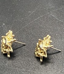 Vintage Gold Tone Rhinestone Bug Insect Stud Earrings