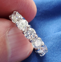 Original EARTH MINED DIAMOND Deco Band Vintage Eternity Anniversary Ring Size 7