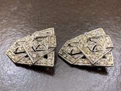 Antique Vintage Silver Plated Pot Metal & Pave Crystal/Rhinestone Dress Clips
