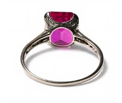 14Kt White Gold Set Ruby Diamonds 1940s