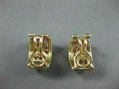 WIDE 2.90CTW PINK SAPPHIRE DIAMOND 18KT WHITE & YELLOW GOLD EARRINGS #21752