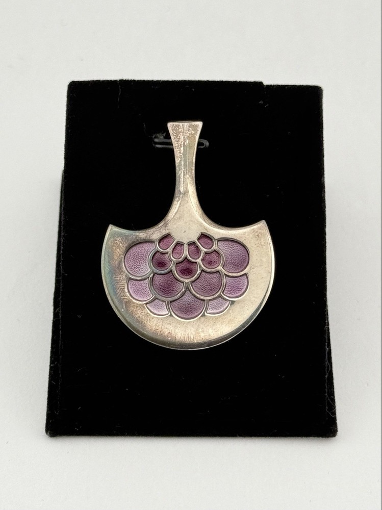 Vintage David Andersen Norway Sterling 925 Pendant W/ Purple Enamel