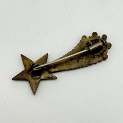 Antique Shooting Star Brooch Trombone Clasp Clear Crystal Read