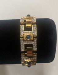 Camrose & Kross Jacqueline Kennedy Sapphire And Crystal Gold ‘I’ Link Bracelet