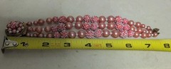 VINTAGE MARVELLA 3 STRAND BRACELET ORNATE CLASP PEARLS SPECKLED SUGAR BEADS