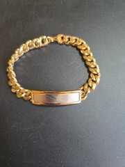 Vintage Speidel ID Bracelet Gold & Silver Tone Link Chain Engravable 8”
