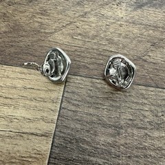 Vintage MONET Clip Earring Faux pearl PAVE crystal accent Silver tone .75 in