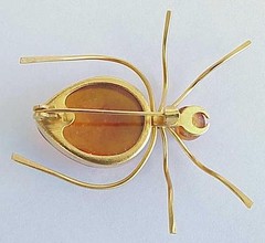 ✅BALTIC AMBER RUSSIA SOVIET INSECT SPIDER BROOCH 22k GOLD JEWELRY 老琥珀 PIN ORDER
