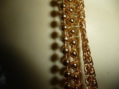 LAYERED 5 STRANDS MIX GOLD TONE CHAINS & BALL BEAD CHAIN NECKLACE #23/2