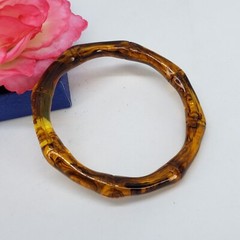 Amber Color Smoky Lucite Bamboo Bangle Bracelet