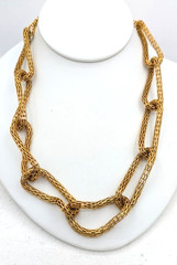 Vintage Mesh Link Necklace Lightweight Gold Tone Chain 16 Inch