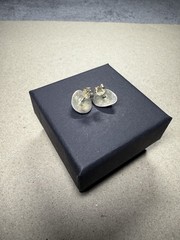 Gorgeous Pair of Vintage Navajo Sterling Silver Opal Cabochon Bear Paw Earrings