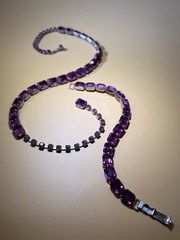 Rare, Vintage Weiss Magenta Rhinestone Necklace Bracelet-Costume Jewelry-AS IS
