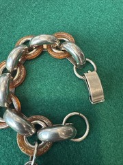 Vintage Chunky Root Beer Acrylic Metal Boho Dangle Charm Bracelet Leaves