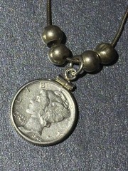 Vintage Sterling Silver – 1942 Liberty US Dime – Coin Necklace – Good Condition