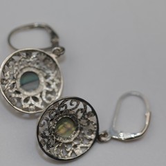 Abalone Gemstone Dangle Earrings Sterling Silver