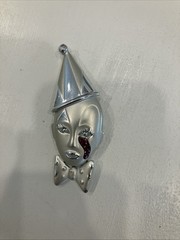 Vintage Crying Pierrot Clown Enamel Tear Silver Tone Brooch, Clown Jewelry, 1980